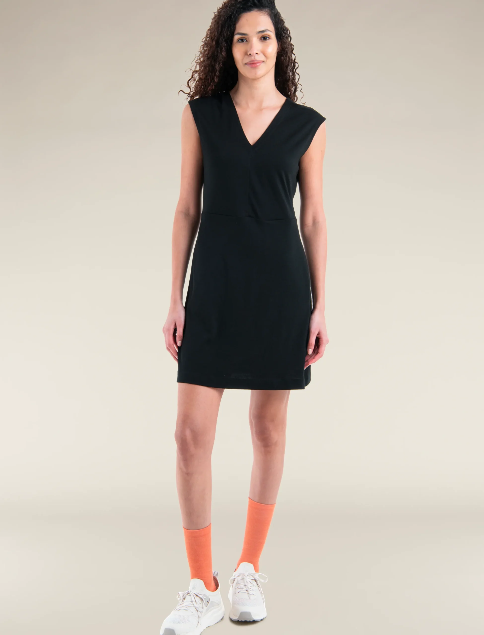 Merino 200 Granary Ärmelloses Kleid mit V-Ausschnitt Damen
