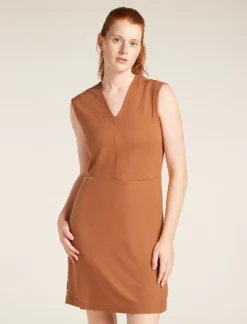 Merino 200 Granary Ärmelloses Kleid mit V-Ausschnitt Damen