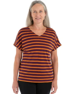 Merino Drayden Reversible T-Shirt Stripe Damen