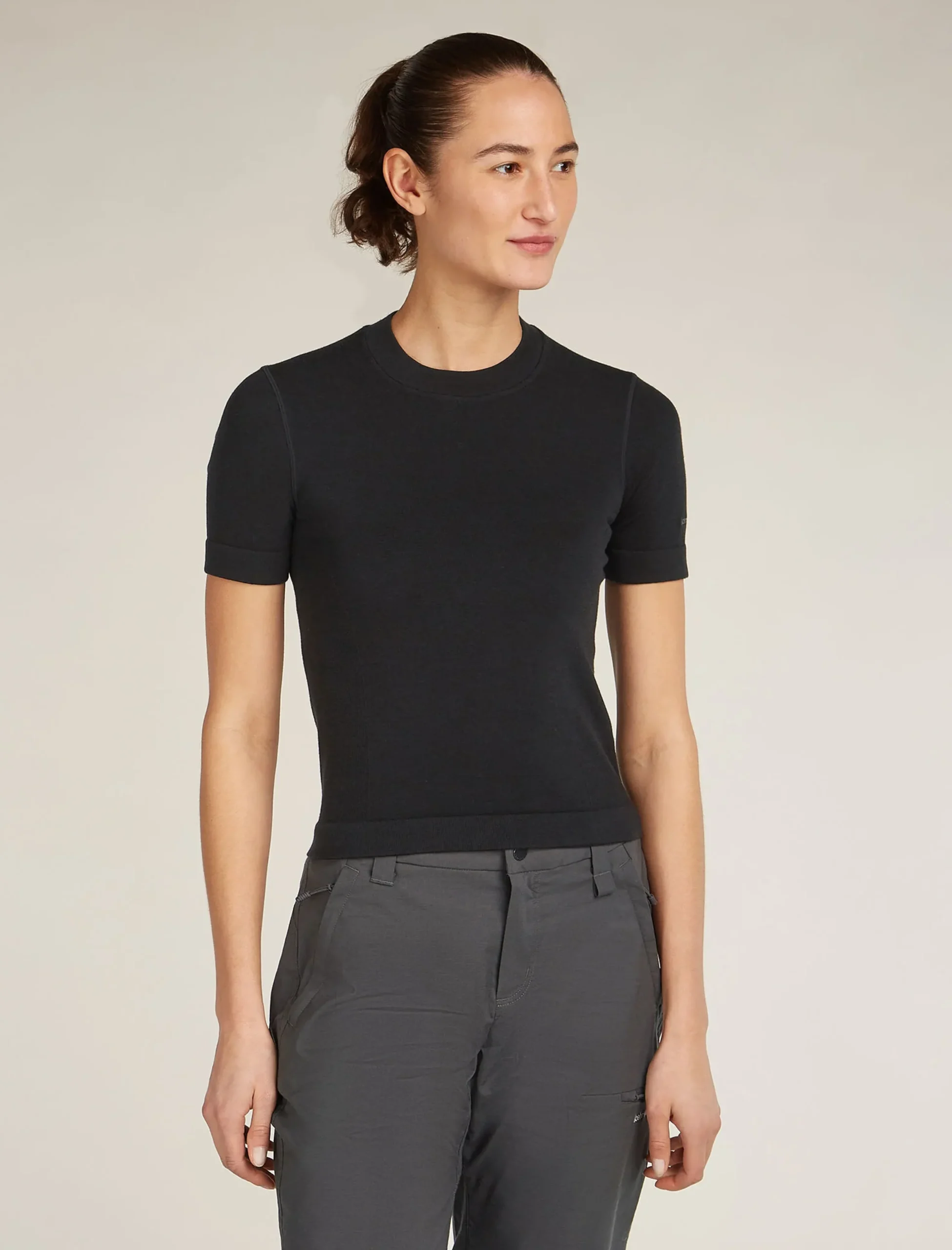 Merinomix 260 Nahtlos Geripptes Thermo-Kurzarmshirt mit Stehkragen Damen